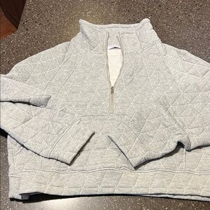 Gray Quilted Half-Zip Pullover